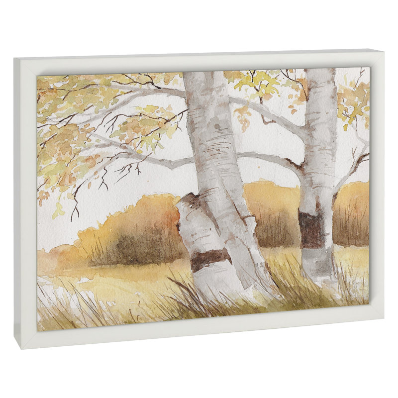 Charlton Home Autum Birch Trees Framed Graphic Art Print Wrapped