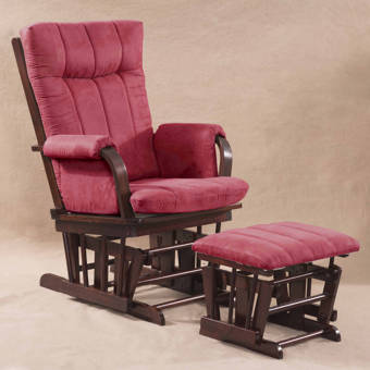 pink glider and ottoman