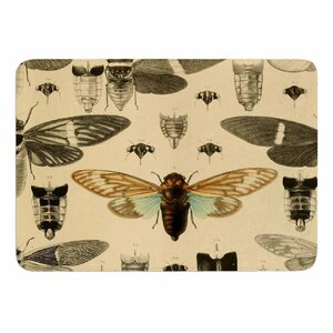 Vintage Cicada by Suzanne Carter Memory Foam Bath Mat