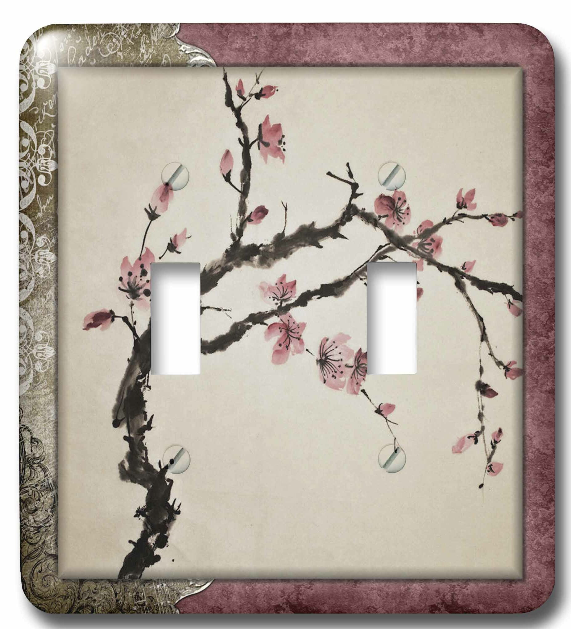 Switch Plate Cover Light Switch Wall Plate for Bedroom kitchen Home Decor Japanese Cherry Blossom With Pink Butterfly Wall Plate
