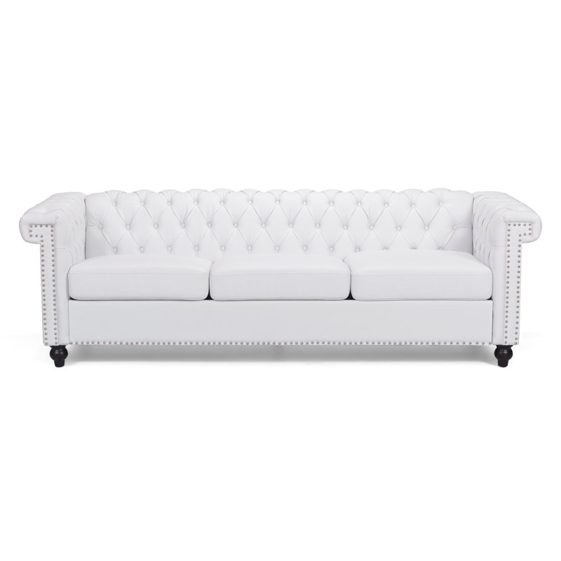 Chic Home Design Winston Modern Navy Blue Faux Leather Sofa In The Couches Sofas Loveseats Department At Lowes Com