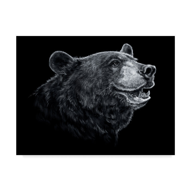 Millwood Pines Black White Black Bear Acrylic Painting Print On