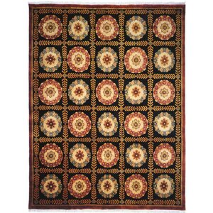 Borde Hand-Knotted Black/Brown Area Rug