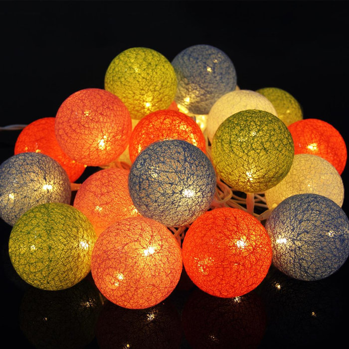 The Party Aisle Oxyled Cotton Ball Light Plug In String Light