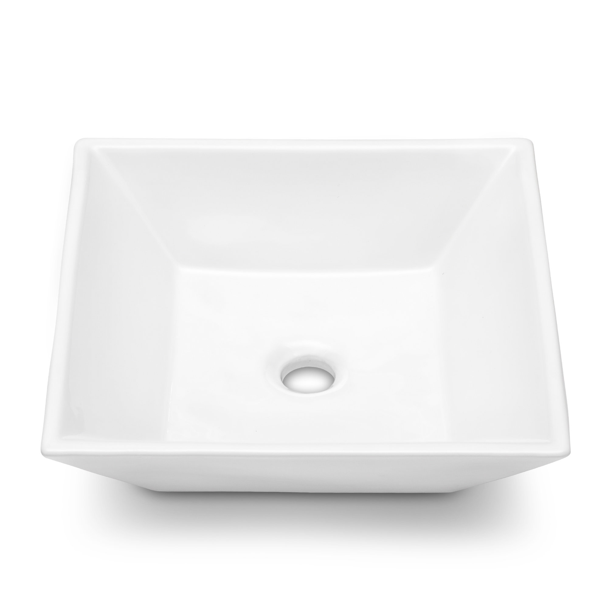 GhomeG White Ceramic Square Vessel Bathroom Sink | Wayfair