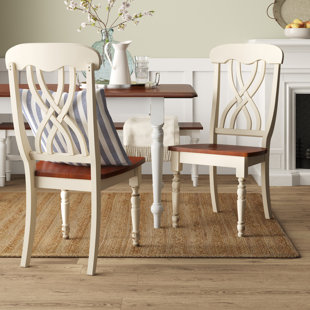 Set of 2 Melbourne Floral Fabric Upholstery Fixed Dining Chairs Seat Walnut Legs
