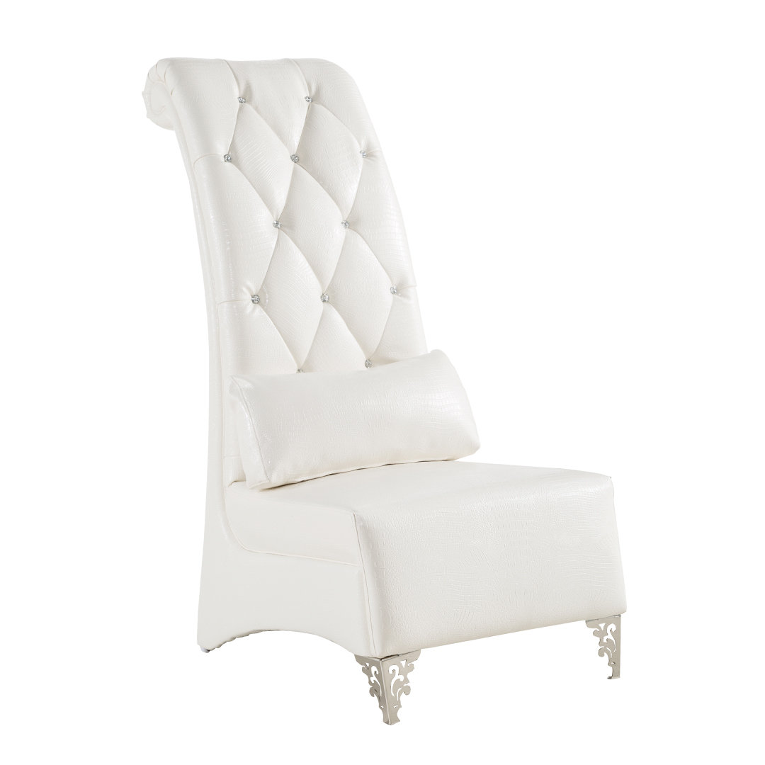 White Leather Parsons Chair - Crescent Black Faux Leather Parsons Chair