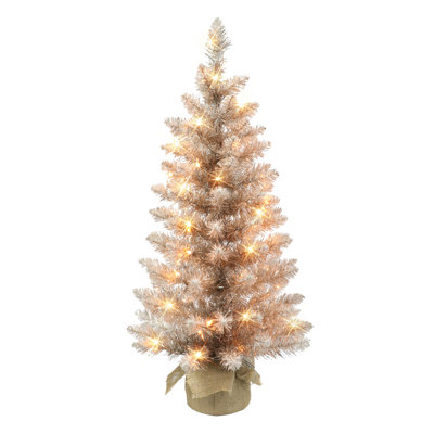 3' H Rose Gold Fir Christmas Tree with 50 Lights