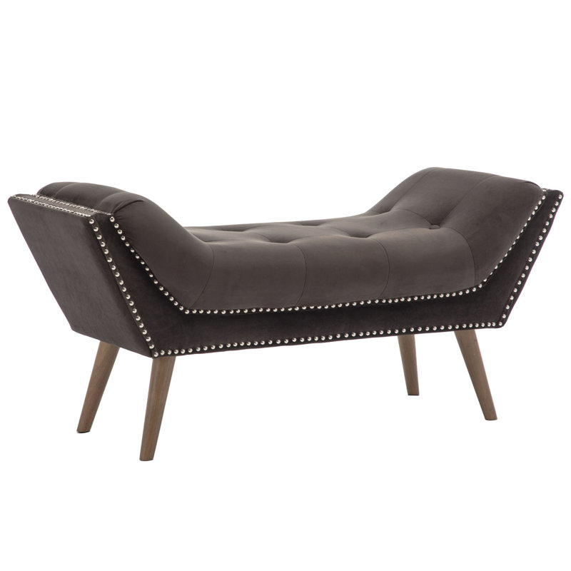 Everly Quinn Upholstered Entryway Bench With Arm Velvet Fabric