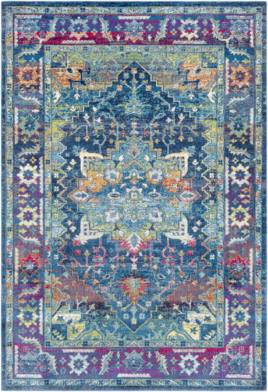Bungalow Rose Tillamook Silk Traditional Floral Sky Blue ...