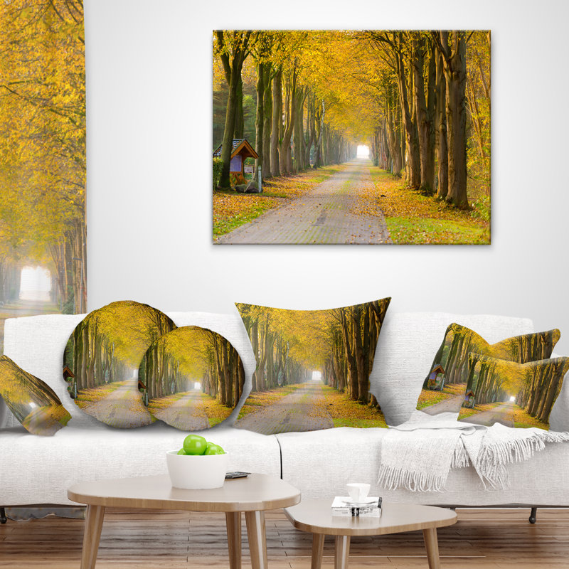 East Urban Home Country Road Below Trees Landscape Photography Lumbar Pillow Wayfair