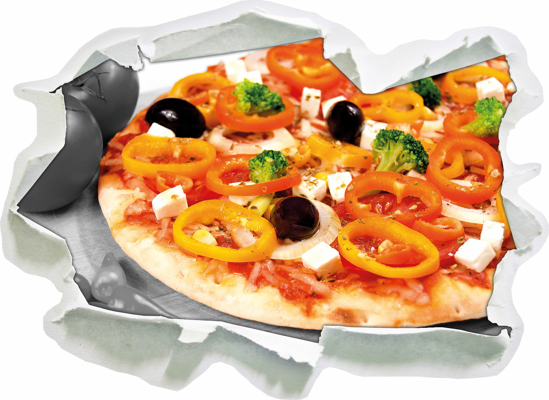 East Urban Home Delicious Pizza With Olives And Cottage Cheese
