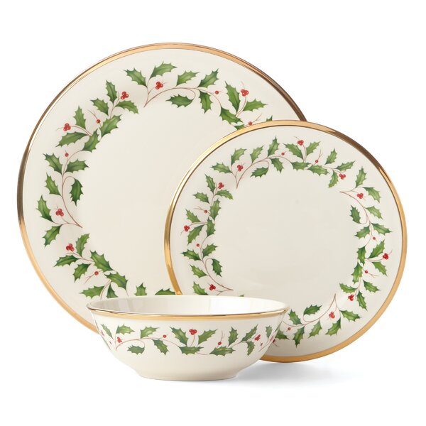 Holiday 3 Piece Dinnerware Set, Service for 1