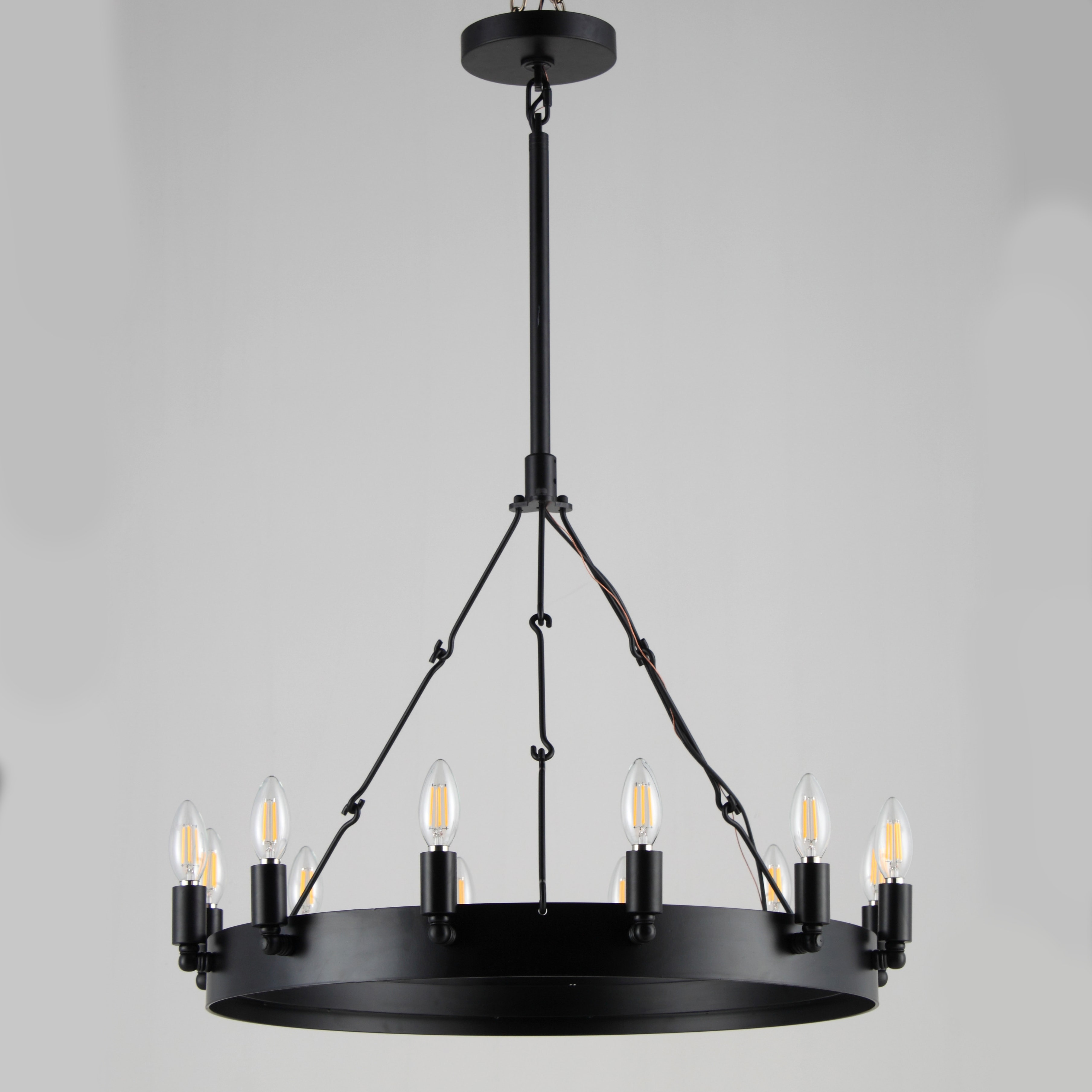 Gracie Oaks Preisser 12 Light Unique Statement Wagon Wheel Chandelier With Wrought Iron Accents Wayfair