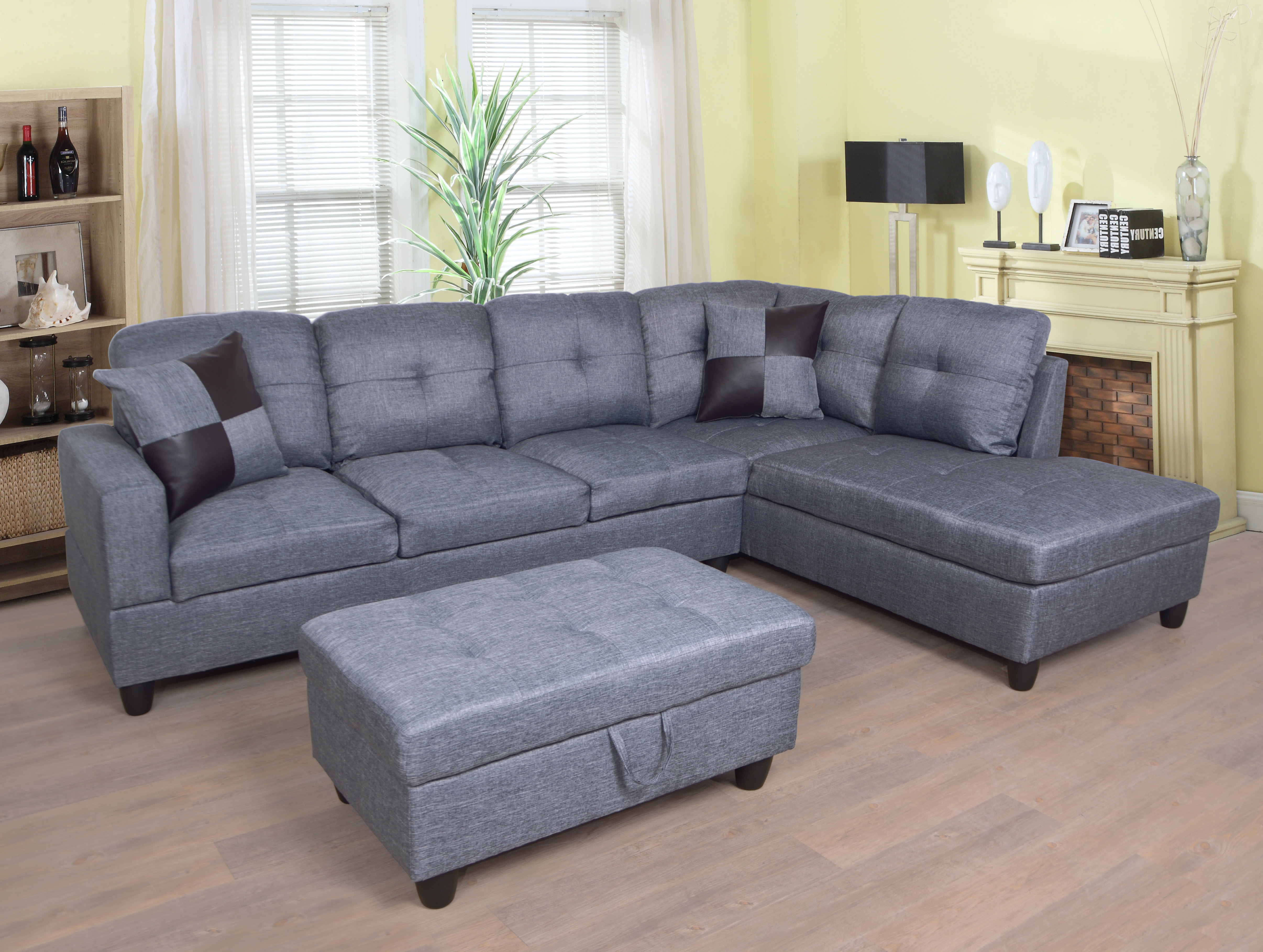 Ebern Designs Mendoza 103 5 Wide Right Hand Facing Sofa Chaise With Ottoman Reviews Wayfair