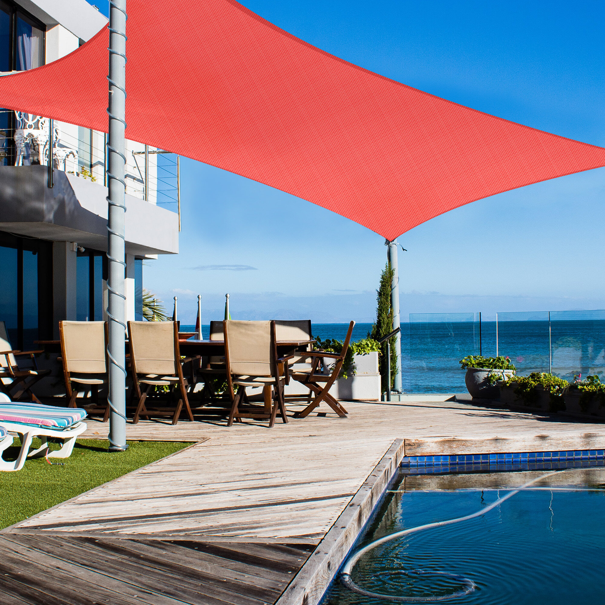 7'X13' Rectangle Sun Shade Sail UV Block Canopy Cover Garden Pool Outdoor 