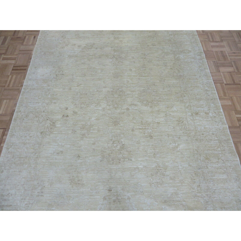Canora Grey One Of A Kind Katelyn Hand Knotted Oushak Beige 6 1 X 8 9 Wool Area Rug Wayfair