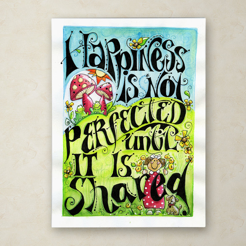 East Urban Home Share Happiness Textual Art On Wrapped Canvas