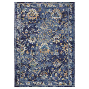 Amory Contemporary Jacobean Blue Area Rug