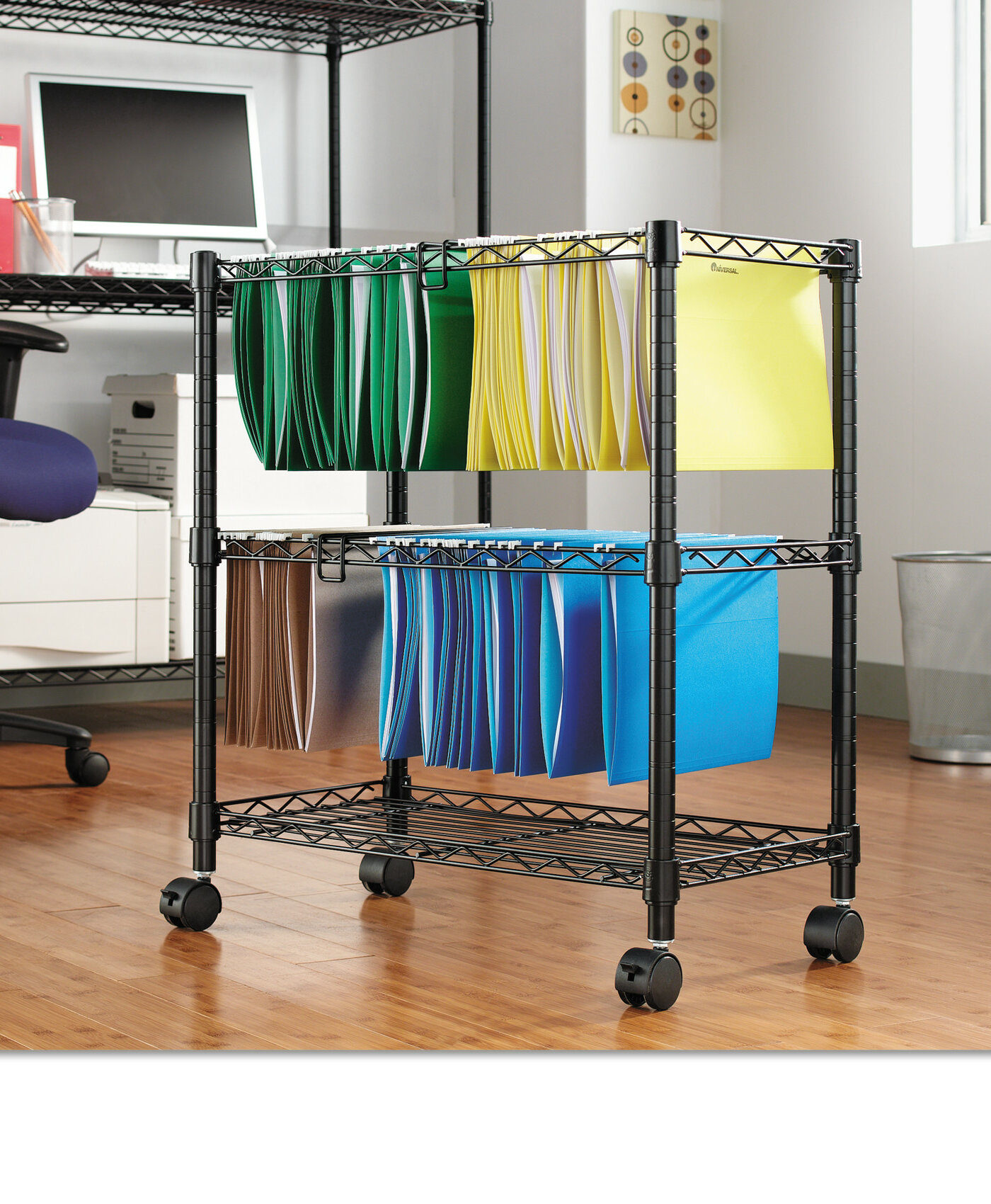 1 Alera : Two-Tier Rolling File Cart Total of 2 Each Black -:- Sold as 2 Packs of 26w x14d x 30h / 