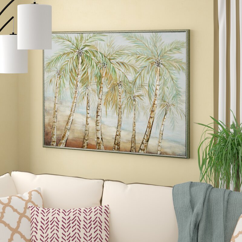 Bay Isle Home 'Coastal Coconut Trees by the Beach' Framed Print on ...