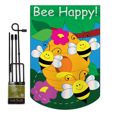 Peoria Bee Happy Friends Bugs and Frogs 2-Sided Polyester 19 x 13 in. Garden Flag -  August Grove®, 417010FA1CED464B84E7B7D933FDD4C3