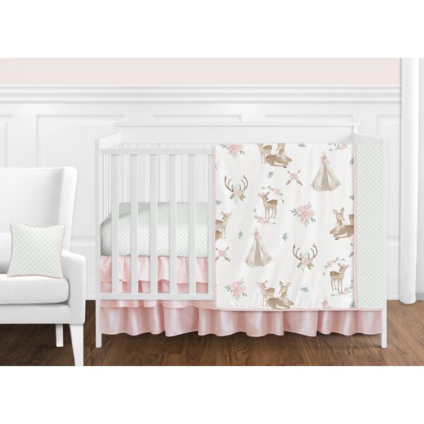 Mod Arrow Grey and White Woodland Ruffled Tiered Baby Girl Ruffle Crib Bed Skirt 