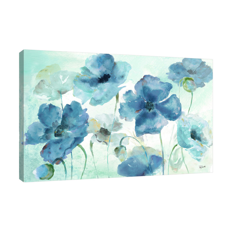 Winston Porter Blue And Indigo Poppies Watercolor Painting Print