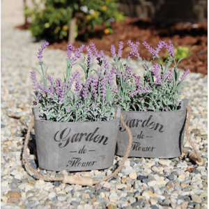 2 Piece Silk Lavendar Flower Arrangement in Planters (Set of 2)