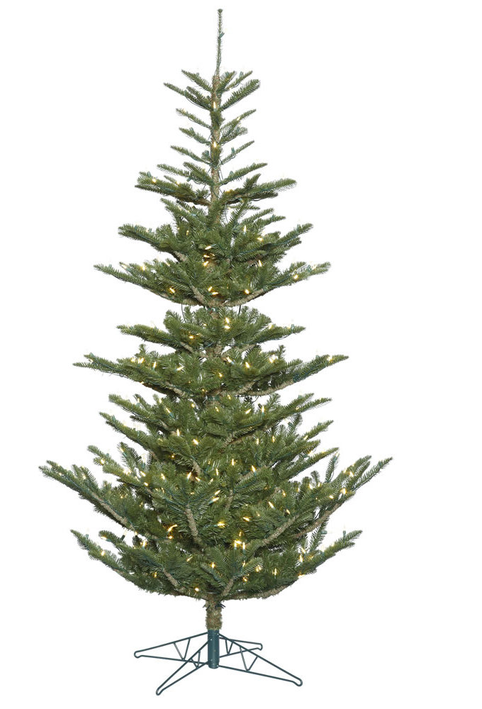 The Holiday Aisle 7 5 Green Spruce Artificial Christmas Tree With 400 Warm White Lights With Led Wayfair