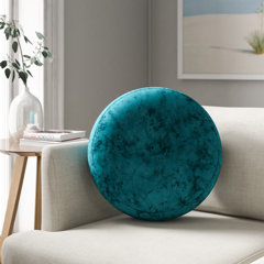 round navy pillow