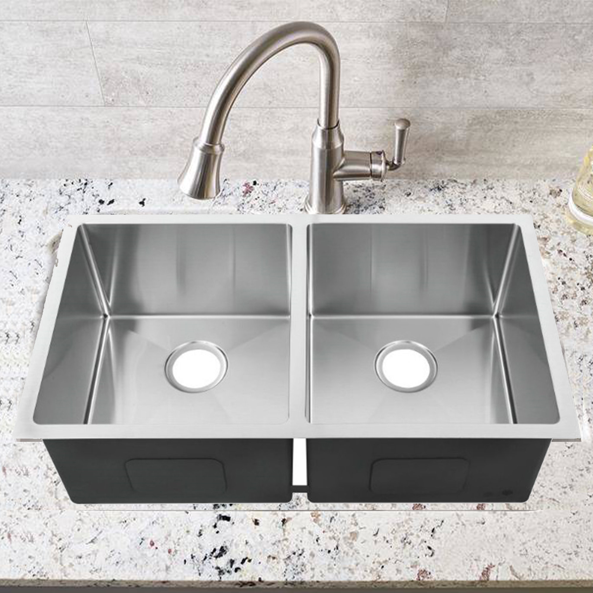 3.3" L x 3" W Double Bowl Undermount Kitchen Sink 3.3" L x 3" W Double Bowl Undermount Kitchen Sink