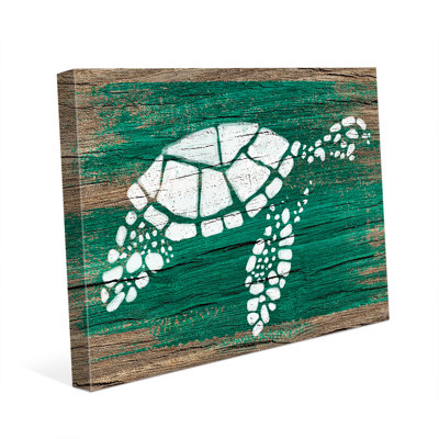 Turtle on Emerald Painting Print on Wrapped Canvas Click Wall Art