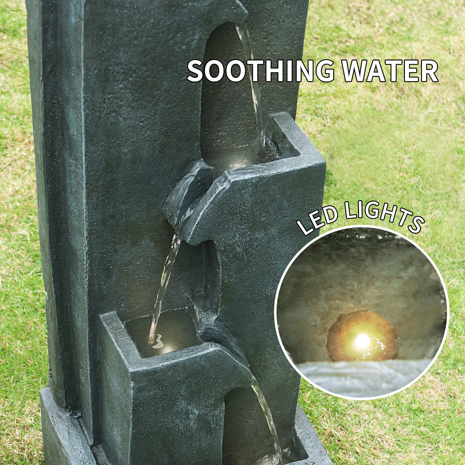 Millwood Pines Resin Water Fountain with Light Wayfair