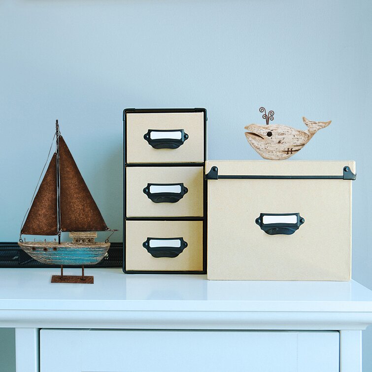 Handcrafted Wooden Nautical Sailing Ornament Home Office Desktop Decor Beige