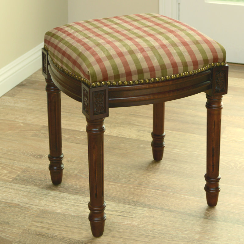 123 Creations Red And Green Plaid Upholstered Vanity Stool Wayfair Red And Green Plaid Upholstered Vanity Stool
