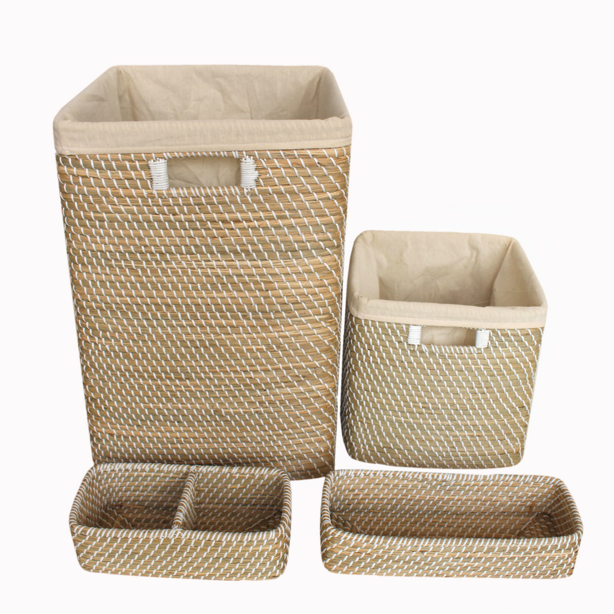 Bayou Breeze Set Of 4 Wicker Hamper And Bath Accessories Wayfair