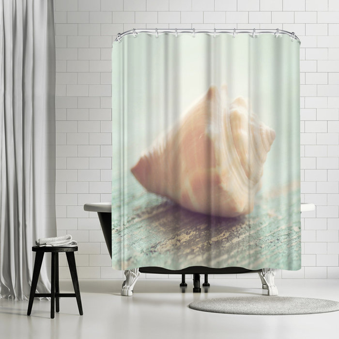 East Urban Home The Gingham Owl Pastel Shell Shower Curtain Wayfair