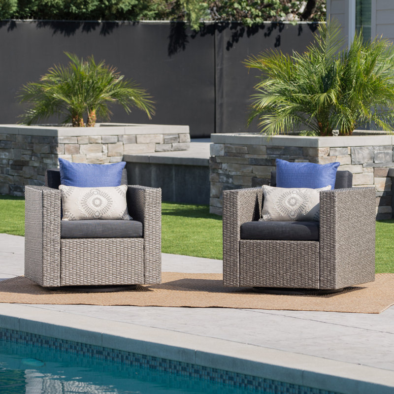 Furst Outdoor Wicker Swivel Club Chair With Cushions Reviews