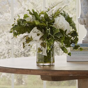 Faux English Ivy & Hydrangea Centerpiece in Decorative Vase