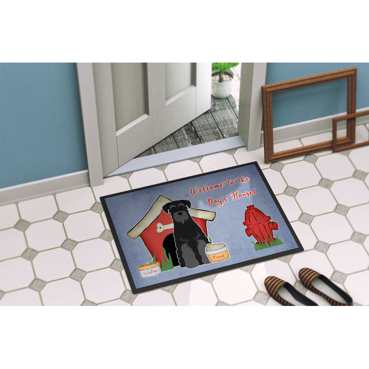 black dog doormat