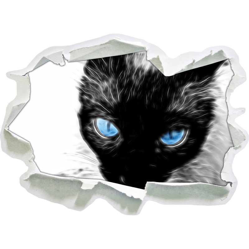 Wallpaper East Urban Home Blue Eyes Black Cat New Art Wall Sticker Wayfair For Android