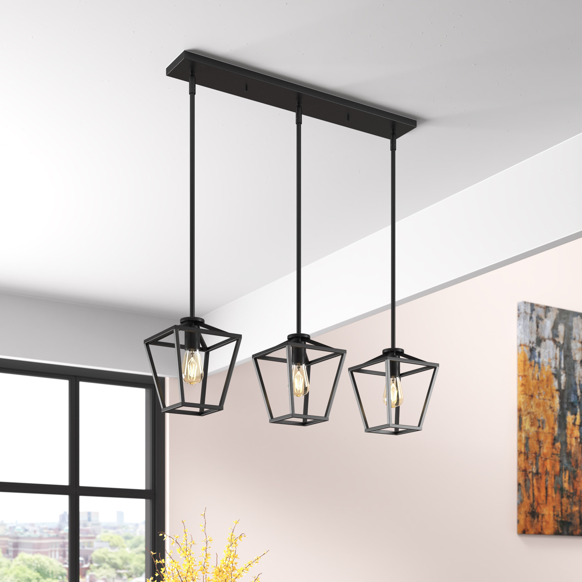 Trent Austin Design® Nickens 3 Light Kitchen Island Geometric Pendant