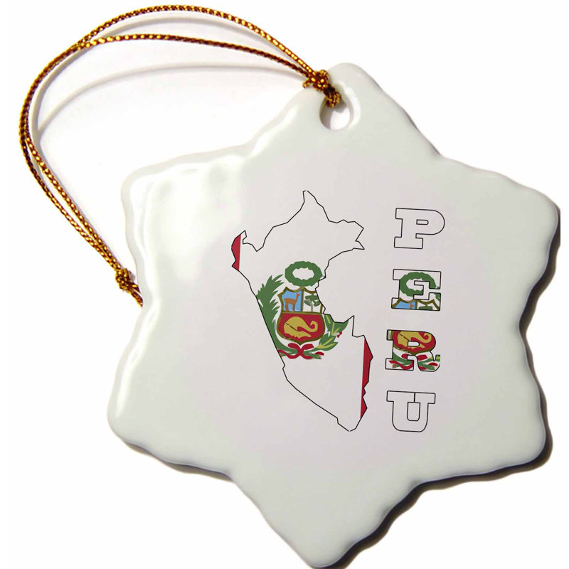 The Holiday Aisle Peruvian Flag In Outline Map And Letters Of Peru Snowflake Holiday Shaped Ornament Wayfair