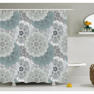 Arabesque Tile Mandala with Oriental Touch Eastern Style Indian Ethnic Spiritual Motif Shower Curtain Set
