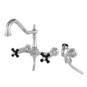 Duchess Double Handle Centerset Wall Mounted Bridge Faucet with Side Spray