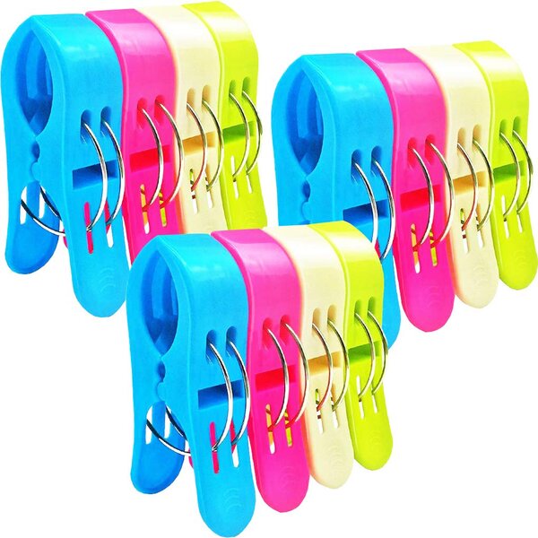 Lot 4Pcs Big Beach Towel Laundry Wash Line Hanging Clips Pegs Spring  Pins