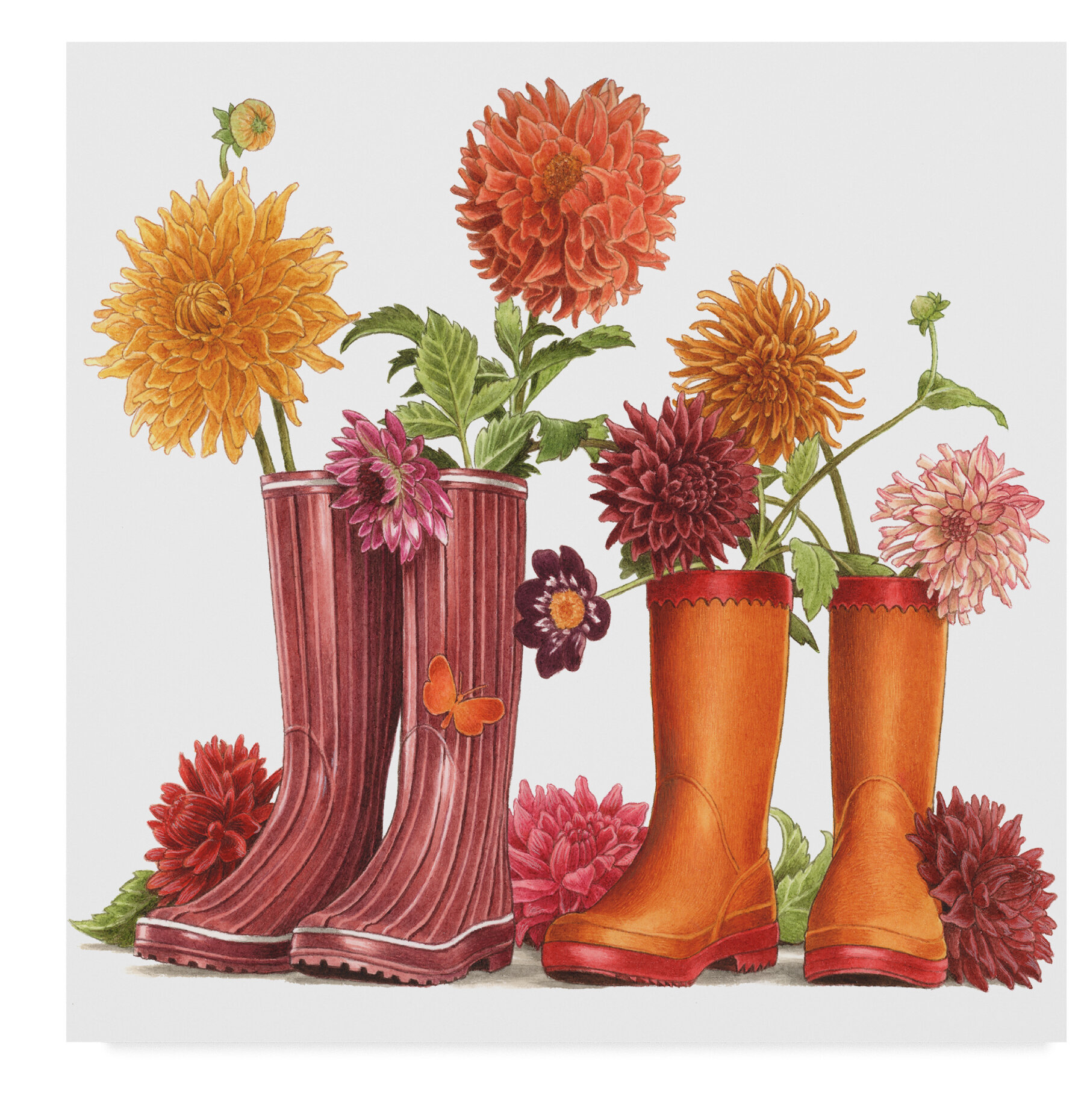 boots with flowers