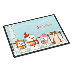 Merry Christmas Carolers Border Collie Doormat