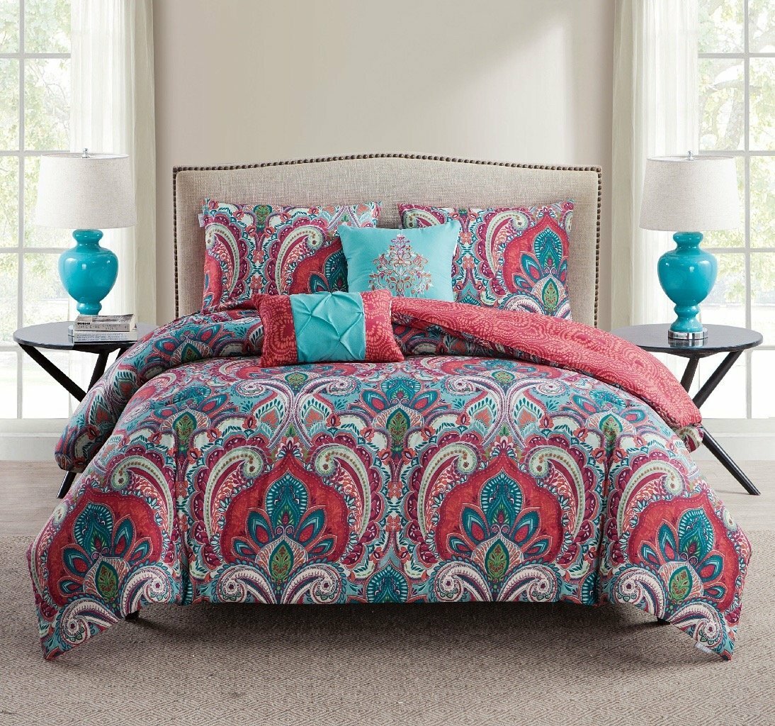 Home Garden Comforters Bedding Sets Pink Blue Rose Floral Cotton Blend Double Reversible 3 Piece Bedding Set Dailystyles De